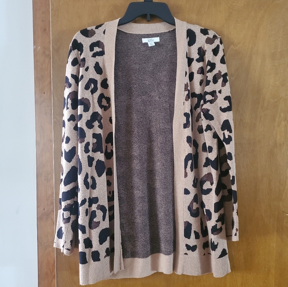 Croft & Barrow Petite Leopard Print Cardigan - Picture 1 of 6